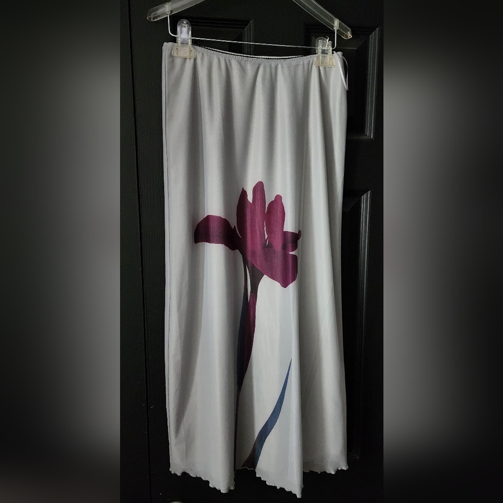 Floral Print Grey and Purple Skirt